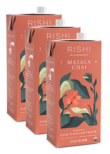 Rishi Tea Masala Chai Concentrate Beverage | Immune Support, Organic Black Tea, Antioxidants, Energy-Boosting | 32 oz Carton, 8 Servings (Pack of 3)