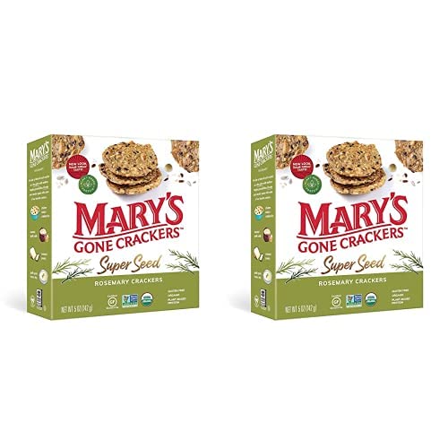 Mary's Gone Crackers Super Seed Crackers, Organic Plant Based Protein, Gluten Free, Rosemary, 5 Ounce (Pack of 2)