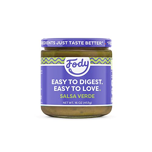 Fody Foods Keto-Friendly Salsa Verde, Fire Roasted Salsa, Low FODMAP Certified, Gut & IBS Friendly, 16 Ounce