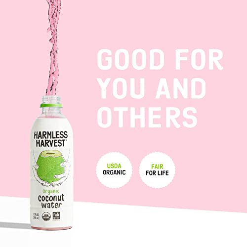 Harmless Harvest Organic Coconut Water Drink, Hydrate with Natural Electrolytes, No Sugar Added, Fair for Life Certified, Original Coconut Water 12 fl