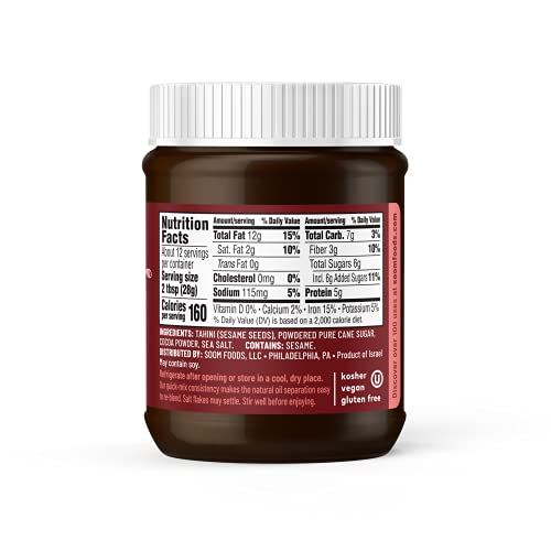 Soom Foods Sweet Tahini Three Flavor Sampler: (1) Dark Chocolate with Sea Salt Tahini 12oz, (1) Vanilla Bean Tahini 11oz and (1) Chocolate Tahini 12oz | Vegan, Nut-Free, Gluten-Free