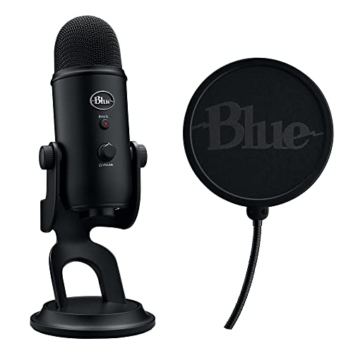 Logitech for Creators Blue Yeti Game Streaming Kit with Yeti USB Gaming Mic, Blue VO!CE Software, Exclusive Streamlabs Themes, Custom Blue Pop Filter, PC/Mac/PS4/PS5