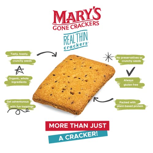 Mary's Gone Crackers Real Thin Crackers, Made with Real Organic Whole Ingredients, Gluten Free, Sea Salt, 5 Ounce (Pack of 6)