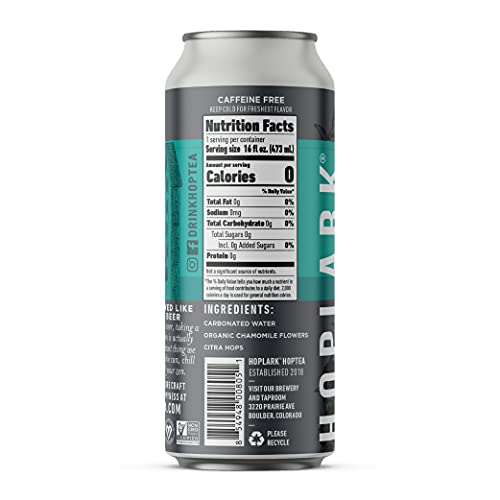 HOPLARK Sparkling HopTea - The Calm One (12pk - 16oz Cans) - Craft Brewed NA Beer Alternative - Organic, Gluten-Free, Non GMO, Zero Calories, Sugar-Free, Caffeine-Free, Unsweetened