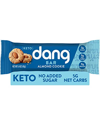 Dang Keto Bar | Almond Cookie | 12 Pack | Keto Certified, Vegan, Low Carb, Low Sugar, Plant Based, Non GMO, Gluten Free Snacks | 5g Net Carbs, 9g Protein, No Added Sugars