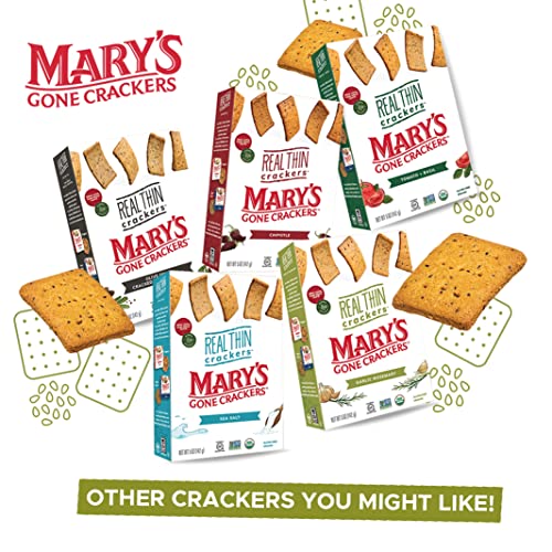 Mary's Gone Crackers Real Thin Crackers, Made with Real Organic Whole Ingredients, Gluten Free, Sea Salt, 5 Ounce (Pack of 6)