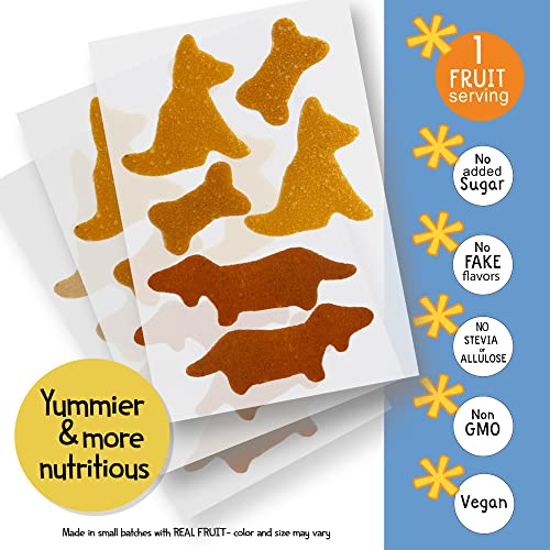 Peaceful Fruits Peel-n-Eat Dog Stickers - Candy that's 100% Fruit - Mango & Passionfruit - No Added Sugars, No Sugar Substitutes, No Dyes (12)