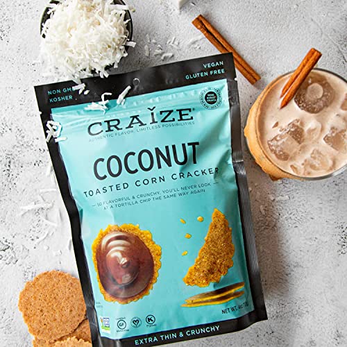 Craize Variety Pack | Sweet Corn, Coconut, Guava, Everything, Plantain, Seeded Crisps | Gluten Free, Vegan, Kosher, Toasted Corn Crackers | 6 pack, 4 oz each