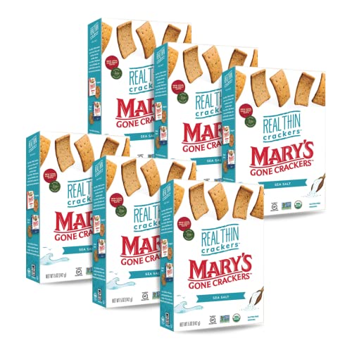 Mary's Gone Crackers Real Thin Crackers, Made with Real Organic Whole Ingredients, Gluten Free, Sea Salt, 5 Ounce (Pack of 6)