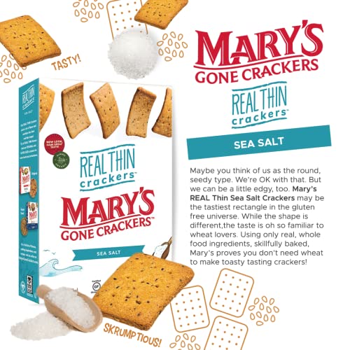 Mary's Gone Crackers Real Thin Crackers, Made with Real Organic Whole Ingredients, Gluten Free, Sea Salt, 5 Ounce (Pack of 6)