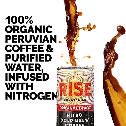 RISE Brewing Co. | Original Black Nitro Cold Brew Coffee | Sugar | Vegan | Organic & Non-GMO | Low Acidity | 7 fl. oz. Cans (12 Pack)