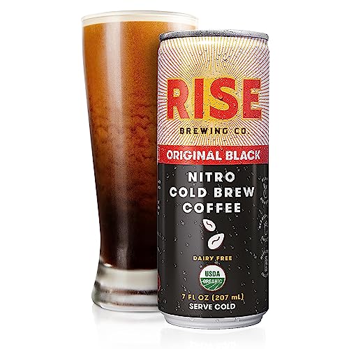 RISE Brewing Co. | Original Black Nitro Cold Brew Coffee | Sugar | Vegan | Organic & Non-GMO | Low Acidity | 7 fl. oz. Cans (12 Pack)