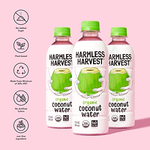 Harmless Harvest Coconut Water Organic Drink 32 Fl Oz - Natural Electrolyte Hydration, No Sugar Added, No Artificial Ingredients, Original Coconut Water, 6 Pack