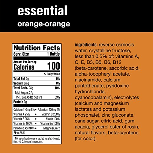 vitaminwater essential electrolyte enhanced water w/ vitamins, orange-orange drinks, 20 fl oz, 12 Pack