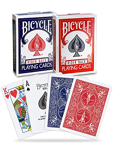 Bicycle Standard Rider Back Playing Cards, 2 Decks of Playing Cards, Red and Blue