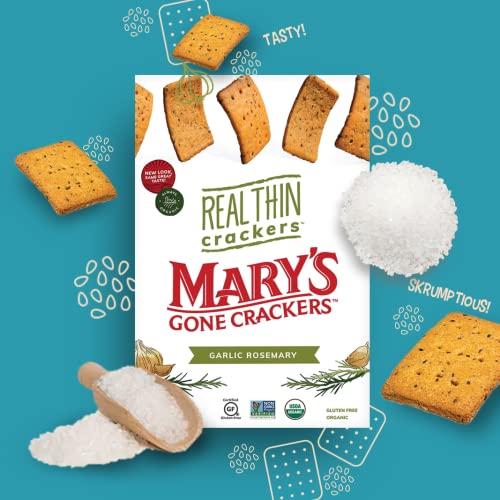 Mary's Gone Crackers Real Thin Crackers, Made with Real Organic Whole Ingredients, Gluten Free, Sea Salt, 5 Ounce (Pack of 6)