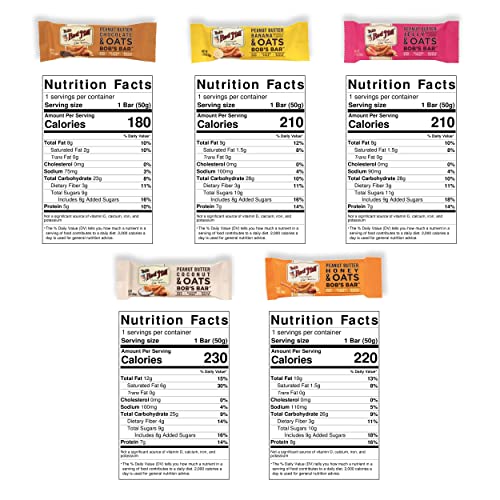 Bob's Red Mill Peanut Butter Oat Bars, Variety of 10 Bars, 5 Flavors, Gluten Free, Non-GMO, 1.76 Ounce