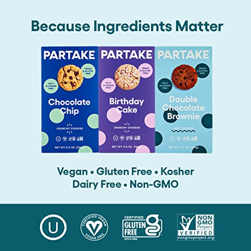 Gluten-Free Cookies by Partake Foods – Delicious Cookies Variety Pack | Vegan Snacks, Non-GMO, Allergy-Friendly Ingredients | No Peanuts, Soy, Dairy, Tree Nuts | Safe School Snack for Kids (5.5oz, 3 packs)