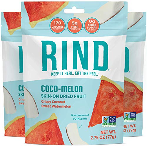 RIND Snacks Coco-Melon Dried Fruit Superfood, Organic Coconut, Watermelon, High Fiber, Vegan, Paleo, Non-GMO 2.75oz, 3 Pack