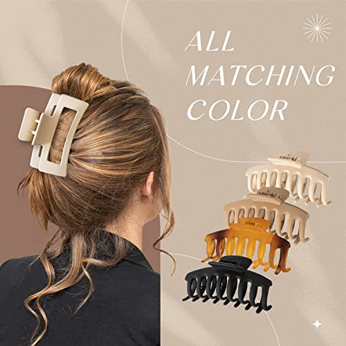 PALORA 8 Pack Large Hair Claw Clips, 4.3" Strong Hold Hair Clips Valentines Day Gifts for Women & Girls, 2 Styles Nonslip Matte Jaw Clip Big Hair Clamps for Long Thick Hair & Thin Hair (Color A)