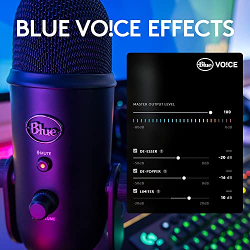 Logitech for Creators Blue Yeti Game Streaming Kit with Yeti USB Gaming Mic, Blue VO!CE Software, Exclusive Streamlabs Themes, Custom Blue Pop Filter, PC/Mac/PS4/PS5