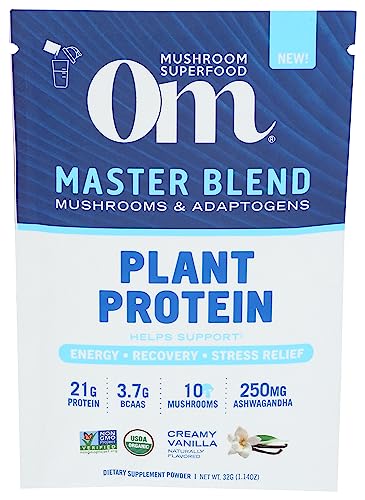 Om Mushroom Superfood Organic Vanilla Master Blend Protein Single, 1.14 OZ