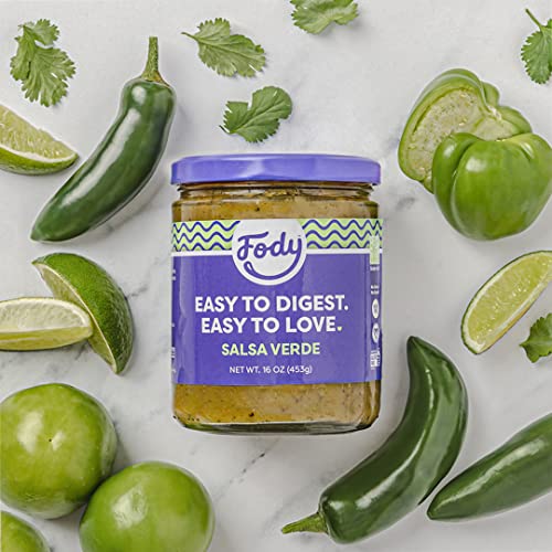 Fody Foods Keto-Friendly Salsa Verde, Fire Roasted Salsa, Low FODMAP Certified, Gut & IBS Friendly, 16 Ounce