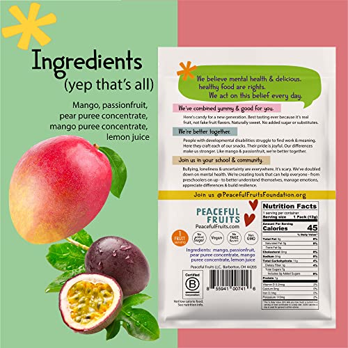 Peaceful Fruits Peel-n-Eat Dog Stickers - Candy that's 100% Fruit - Mango & Passionfruit - No Added Sugars, No Sugar Substitutes, No Dyes (12)