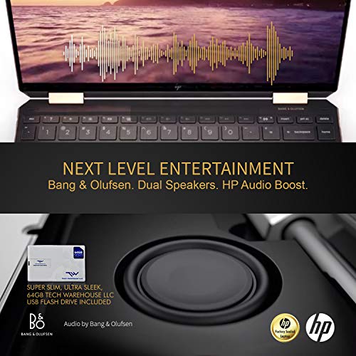 HP Spectre x360 GEM Cut 13.3" FHD Touch Laptop, Intel i7-1065G7, 16GB RAM, 512GB SSD, Bang & Olufsen, Fingerprint Reader, Stylus, Nightfall Black, Win 10 Pro, 64GB TechWarehouse Flash Drive