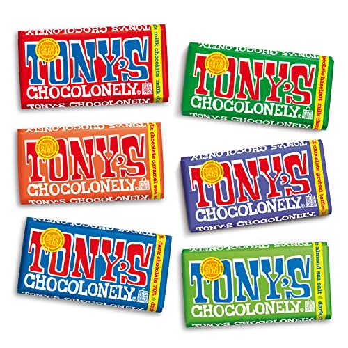 Tony’s Chocolonely Milk and Dark Chocolate, 6.35 Oz Variety Pack | Pack of 6